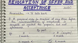 Revocation of offer and acceptance contract act lawful notes [upl. by Larina]