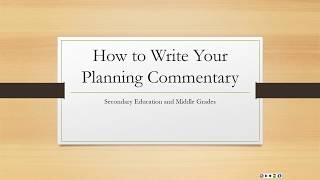 How to Write the Planning Commentary [upl. by Paul]