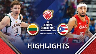 Final Lithuania 🇱🇹 vs Puerto Rico 🇵🇷  Highlights  FIBA OQT 2024 Puerto Rico [upl. by Eilujna988]