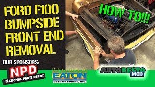 Bumpside F100 grille and fender removal for cab mount replacement Epsidoe 373 Autorestomod [upl. by Nodnol]