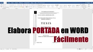 CÓMO HACER UNA PORTADA EN WORD FÁCILMENTE [upl. by Eillah]