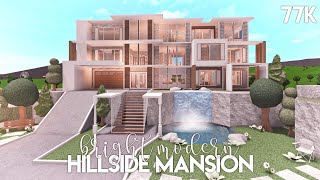 Bright Modern Hillside Mansion  Bloxburg Build [upl. by Redan]