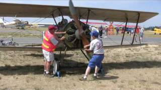 Le Rhone Rotary Engine Startup on 1917 ThomasMorse Scout [upl. by Earesed]