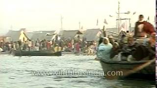 Triveni Sangam in Allahabad confluence of Yamuna Ganga and the mythical Saraswati [upl. by Atik937]