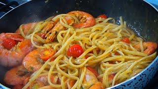 linguine ai gamberoni  primo piatto di mare  pronto in 10 minuti [upl. by Lleroj]