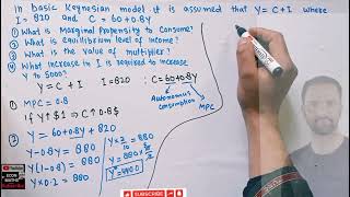 find MPC  multiplier  investment multiplier  equilibrium level of income from Keynesian model [upl. by Eiboh]