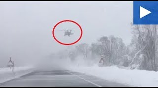 Austrian Air Force Clear Snow From Trees With Black Hawk Helicopter [upl. by Ribaj]