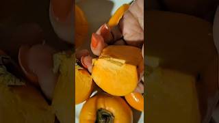 Do you know this fruit 👀🤔✌️♥️👍fruit tropicalfruit fruitcutting eating nature persimmon food [upl. by Uehttam359]