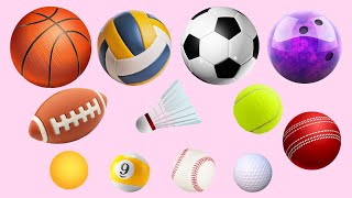 Learn ENGLISH SPORTS BALL Names for Toddlers  Easy English  Types of balls [upl. by Anastasio]