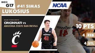 SIMAS LUKOSIUS 10 PTS amp 4 REB Cincinnati Bearcats vs Arizona State Sun Devils [upl. by Nyleuqcaj]