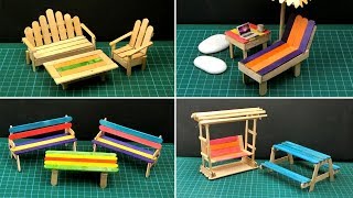 8 Easy Popsicle Stick Crafts  Miniature Furniture  Doll Chair amp Table [upl. by Fesoj]