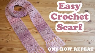 EASY Crochet Scarf  Comfy Cluster Scarf ONE row repeat [upl. by Thatcher]