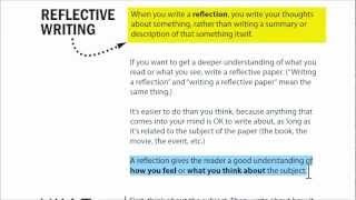 Reflective Writing [upl. by Gunn]