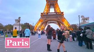 Paris France🇫🇷 HDR Walking Tour in Paris Paris evening walk Trocadero to Eiffel Tower [upl. by Nirra]