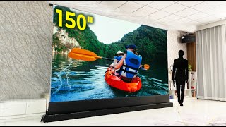 150 Inch Electric Floor Rising ALR Rollable Projector Screen From SCREENPRO [upl. by Gamages]