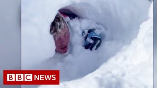 Utah avalanche Amazing escape of snowmobilers  BBC News [upl. by Ez244]