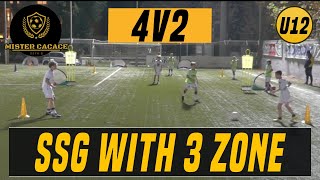 SMALL SIDED GAME WITH 3 ZONE  4v2 2v12v1  U12 [upl. by Dronski790]