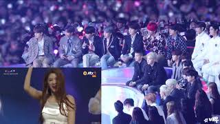 181201 BTS REACTION MOMOLAND BBOOM BBOOM IN MELON MUSIC AWARDS MMA2018 MelonMusicAwards [upl. by Sellihca]