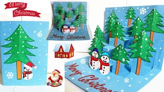 DIY 3D Christmas Pop Up Card How to make Christmas Greeting Card Easy Christmas pop up card [upl. by Lorelie753]