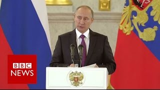 Vladimir Putin congratulates Donald Trump  BBC News [upl. by Elana223]