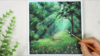 Deer Forest  Easy acrylic painting for beginners  PaintingTutorial [upl. by Leighland]