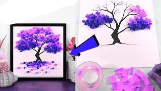 How To Make Beautiful Paper Tree Art  DIY Wall Hanging Craft Ideas  Tree Wall Decor Ideas  USA [upl. by Laucsap]