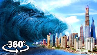 360 TSUNAMI WAVE HITS THE BEACH  How to Survive a Natural Disaster VR 360 Video [upl. by Einner421]