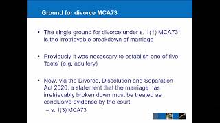 Family Law  Divorce and Dissolution 2022 Update [upl. by Herod]