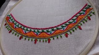 Hand embroidery Boat Neck embroidery design [upl. by Diet]