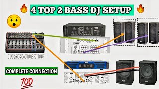 4 top 2 bass dj setup complete connection  ahuja srx 250 dxm  amplifier to speaker connection [upl. by Eiznikam]