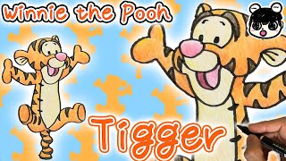 How to draw Tigger from Winnie the Pooh in 4 minutes [upl. by Neirbo509]