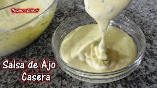 SALSA DE AJO Casera  receta rápida  Castellano [upl. by Vonni]