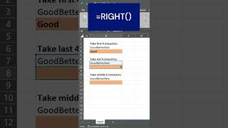 How to take characters from Left Right Mid  Excel  Shorts [upl. by Amhser]