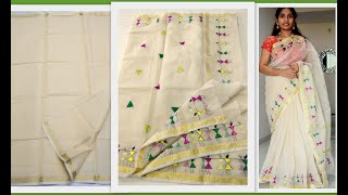 Easy Fabric Painting in TELUGU  Free hand painting  Warli painting [upl. by Ridinger]