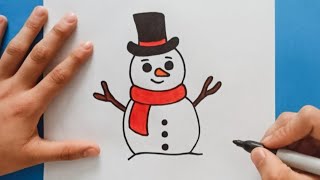 Como dibujar un muñeco de nieve ⛄ paso a paso  how to draw a snowman⛄ [upl. by Cohdwell]