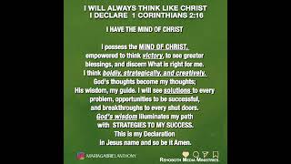 I will always Think like Christ  Daily Bible declaration for breakthrough  RMM 599 [upl. by Ervin]