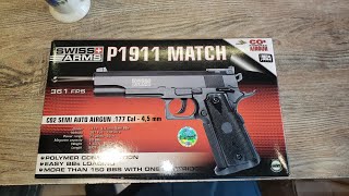 CHEAPEST AIRPISTOL SWISS ARMS P1911 MATCH CO2 UNBOXING amp REVIEW IN URDU [upl. by Attenev]