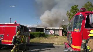 La Puente House Fire Partially Burns Neighboring Structure [upl. by Deirdra]