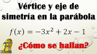 Vértice y ecuación del eje de simetría en la función cuadrática  Ejemplo 1 [upl. by Nerac225]