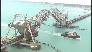 Pamban Rail Bridge Rameshwaram Opens up for Ship Crossing [upl. by Bagger]