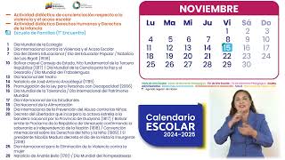 CALENDARIO ESCOLAR 20242025  Noviembre 2024Ministerio del Poder Popular para la Educación MPPE [upl. by Freemon]