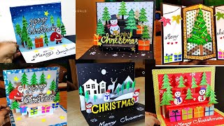 6 DIY Pop up Christmas cards Handmade Christmas Greeting cards How to make Santa Greeting Card [upl. by Eurydice145]