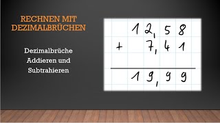 Rechnen mit Dezimalbrüchen  Dezimalbrüche Addieren und Subtrahieren  Mathe einfach erklärt [upl. by Enirahtak]