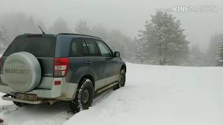 snow trip 4x4 Suzuki grand vitara 2006 2 inch lifted 245 75r16 altenzo mudterrain tires [upl. by Amorette866]