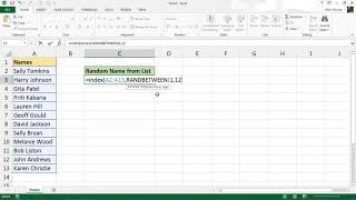 Pick a Name at Random from a List  Excel Formula [upl. by Lucy]