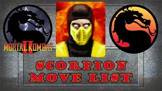 Mortal Kombat 2  Scorpion Move List [upl. by Slerahc]