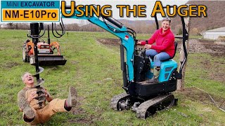 Mini Excavator  Using the Auger for the 1st time [upl. by Haeel157]