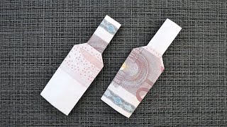 Origami FLASCHE Geldgeschenk GELD FALTEN  Geschenk  Money BOTTLE  Tutorial by Euro Origami [upl. by Allyce6]