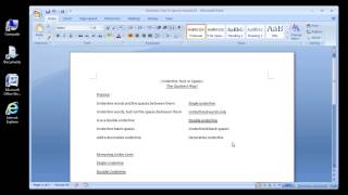 Microsoft Word 2007 Underline Text or Spaces [upl. by Deragon]