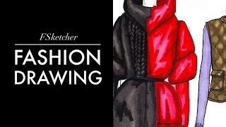 PUFFER JACKETS P1 Drawing Fashion Drawing [upl. by Ecnerual]